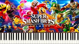 SUPER SMASH BROS ULTIMATE THEME  Piano Tutorial [upl. by Hutchins290]