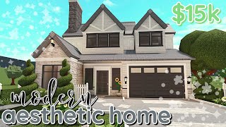 Aesthetic 15k Bloxburg Modern House Build 2 Story WITH VOICE [upl. by Joelynn794]