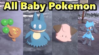 Where to Find All Baby Pokemon  Pokemon Legends Arceus Bonsly Cleffa Happiny Munchlax etc [upl. by Yeldud]