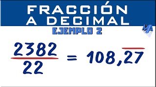 Convertir fracciones a decimales  Ejemplo 2 [upl. by Animlehliw]