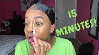 Everyday MAKEUP amp HAIR 15 Minute Challenge 🤦🏽‍♀️  Kashia Jabre [upl. by Janaye]