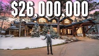 Touring a 25950000 LUXURY Log Cabin MANSION [upl. by Gnivri]