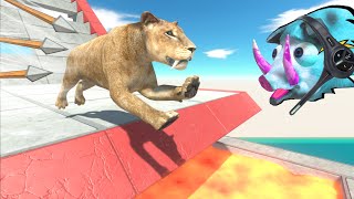 Smilodon vs 10 dangerous challenges  Animal Revolt Battle Simulator [upl. by Ocinom]