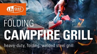 GSI Outdoors  Folding Campfire Grill  Welded Stainless Steel Grill [upl. by Gualterio]