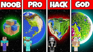 Minecraft Battle NOOB vs PRO vs HACKER vs GOD INSIDE PLANET HOUSE BASE BUILD CHALLENGE in Minecraft [upl. by Adnirem]