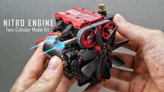 Building a Twin Cylinder Nitro Engine  Assembling and Starting Mini Engine Model Kit [upl. by Francene]