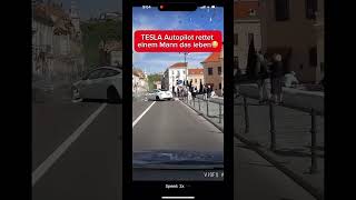 Tesla Auto Pilot saves man😱shorts tesla [upl. by Mcmullan]