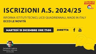 Iscrizioni scuola 202425 riforma istituti tecnici licei quadriennali made in Italy le novità [upl. by Tergram]