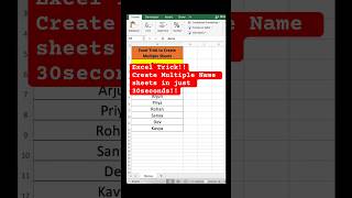 Excel Tips  You must know Create Multiple Sheets in Just 30 Seconds  shorts ytshorts ytviral [upl. by Ietta648]