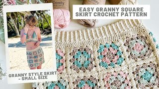 Granny Square Skirt Crochet Pattern [upl. by Esdnil]