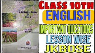 Class 10th English Important Questions Jkbose [upl. by Conlan]