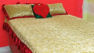 घर पर ही बनाए velvet के कपड़े से चादरBedsheet Low budgetRoyal look bedsheet at home DIYBEDSPRAD [upl. by Amy]