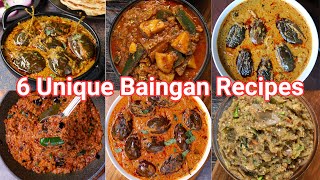 6 Different Ways to Cook Stuffed Baingan or Eggplant Recipes  6 Types Baingan Masala Sabji Recipes [upl. by Ynoffit]