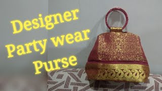 DIY Designer Partywear Purse Indian Sari Bag Bangle Handled Bag Wedding Purse Reuse Blouse Piece [upl. by Perlis]