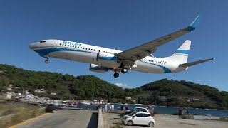 EXTREMELY LOW LANDINGS Skiathos Airport 2022 Plane Spotting COMPILATION  Powerful Jet blasts [upl. by Hillari364]