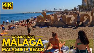 Malaga  La Malagueta Beach Walk  Spain  June 2022 4K60FPS [upl. by Eilhsa243]