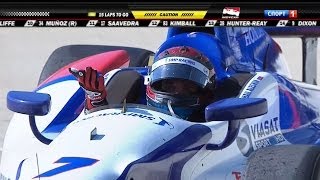 Verizon IndyCar 2014 Detroit Mikhail Aleshin and James Hinchcliffe Crash [upl. by Jennifer]