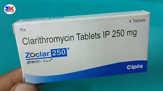 Zoclar 250mg Tablets  Clarithromycin Tablets  Zoclar Tablets Uses Benefits Dosage Reviews in Hindi [upl. by Manwell]