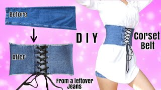 DIY Quick amp Easy Corset Belt From a leftover Jeans Fabric  How to make a Corset Beginners Friendly [upl. by Ennaillij]