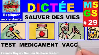 Dictée en Maternelle sur le coronavirus  Sauver des vies amp traitements  29 [upl. by Graniah]