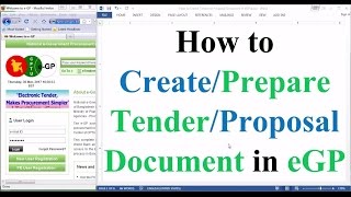 Tender Document Preparation in eGP How to Prepare TenderProposal Document in eGP [upl. by Aronael]