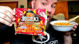 Brandons Sampler Platter Nissin Geki Fiery Hot Chicken Flavor Chili Infused Noodles [upl. by Akaya627]