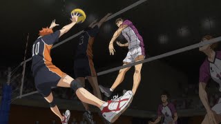 Karasuno vs Shiratorizawa Hinata shouyou bloquea a Ushijima el momento de Nishinoya [upl. by Naesyar149]