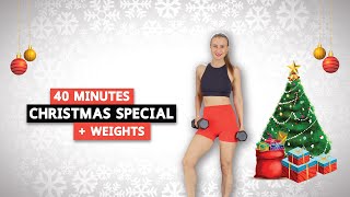 40 Minute Christmas Workout  Weights  Full Body Tone [upl. by Nnaacissej]