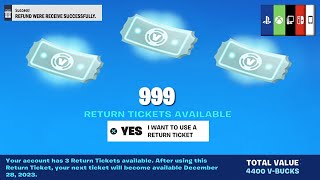 HOW TO GET MORE FREE REFUNDS TICKET IN FORTNITE CHAPTER 4 SEASON 1 FULL REFUND TICKET TUTORIAL [upl. by Mirak618]