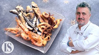 Fritto misto di pesce la frittura perfetta e la scapece per conservarla secondo Pasquale Torrente [upl. by Ydnolem]