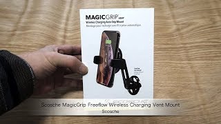 ScoscheのQiワイヤレス充電対応カーマウント「Scosche MagicGrip Freeflow Wireless Charging Vent Mount」の紹介 [upl. by Gasser]