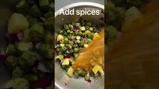 Air fryer aloo bhindi  okra and potato curry in air fryer airfryer bhindi aloobhindi [upl. by Llertnov]