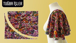 Very Easy and Beautiful Butterfly Sleeve Flare Sleeve Cutting and Sewing  Tuğba İşler [upl. by Ordway]