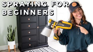 Using A Paint Spray Gun for Beginners  Smooth Furniture Makeover [upl. by Ritch]