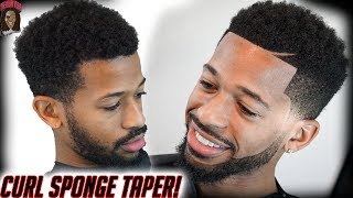 Barber Tutorial Curl Sponge Taper Fade HD [upl. by Dleifniw]