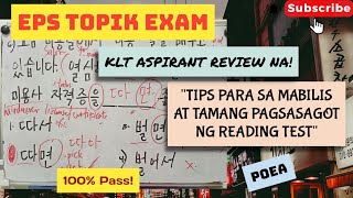 POEA PHILIPPINES EPS TOPIK EXAM REVIEWER TIPS PARA SA MABILIS AT TAMANG PAGSASAGOT NG READING TEST [upl. by Euginimod]