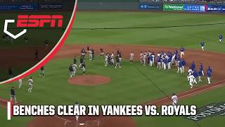 BENCHES CLEAR IN YANKEES VS ROYALS GAME 4 👀 Awkward tag leads to MAYHEM  ESPN MLB [upl. by Otrevlig]