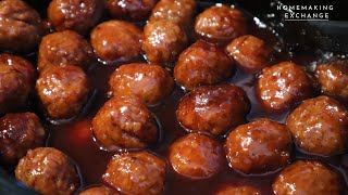 BBQ Grape Jelly Meatballs  Crockpot Grape Jelly Meatballs [upl. by Eiznil]