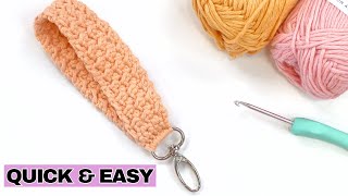 Crochet Wristlet Keychain  Quick and Easy Crochet Projects For Beginners [upl. by Nywra171]