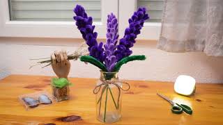 Como hacer flores de lavanda con limpiapipas fácil y rápido manualidad DIY [upl. by Vonny]