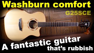 Washburn comfort G25SCE guitar a proper review  electroacoustic comfort guitar demo [upl. by Zrike]