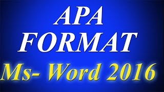 APA Style Document Updated in Microsoft word 2016 [upl. by Nilrem568]