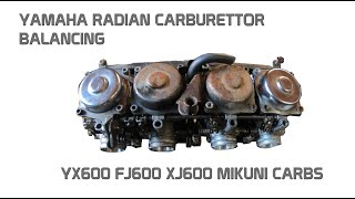 Carburettor balancing Yamaha Radian YX600 FJ600 XJ600 Synchronizing carbs [upl. by Namijneb]