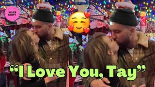 🤩OMG Travis Kelce KISSES Taylor Swift on the LIPS in their latest picture at the Christmas bar [upl. by Littman]