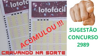 CONCURSO LOTOFÁCIL 2989 ANÁLISE E GRÁFICO [upl. by Karia303]