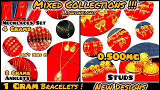 0500 MG to Studs Collections MIXED Collections  1 Gram to Bracelet 4 Grams Necklace SET [upl. by Josie768]