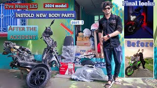 Tvs Ntorq 125 New Model 2024 fitting new body parts after the Accident 💥part 2 [upl. by Acimak]