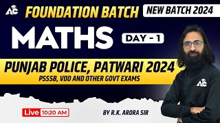 Maths  Foundation batch  Patwari Punjab Police VDO amp All Punjab Govt Exams  Rk Arora Sir 1 [upl. by Gare943]