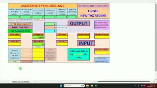 Excel based Income Tax Calculator for AY 202526 ie FY 202425 under new tax regime [upl. by Brucie732]