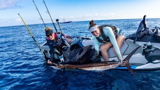 Sailfish on the SEADOO  Deep Sea SEADOO Fishing  GET TOWED [upl. by Einahpit]